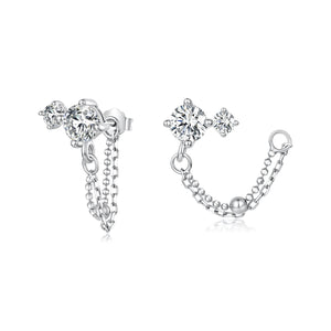 925 Sterling Silver White Gold Plated Pavé Setting CZ Earrings, 1.5cm for Women