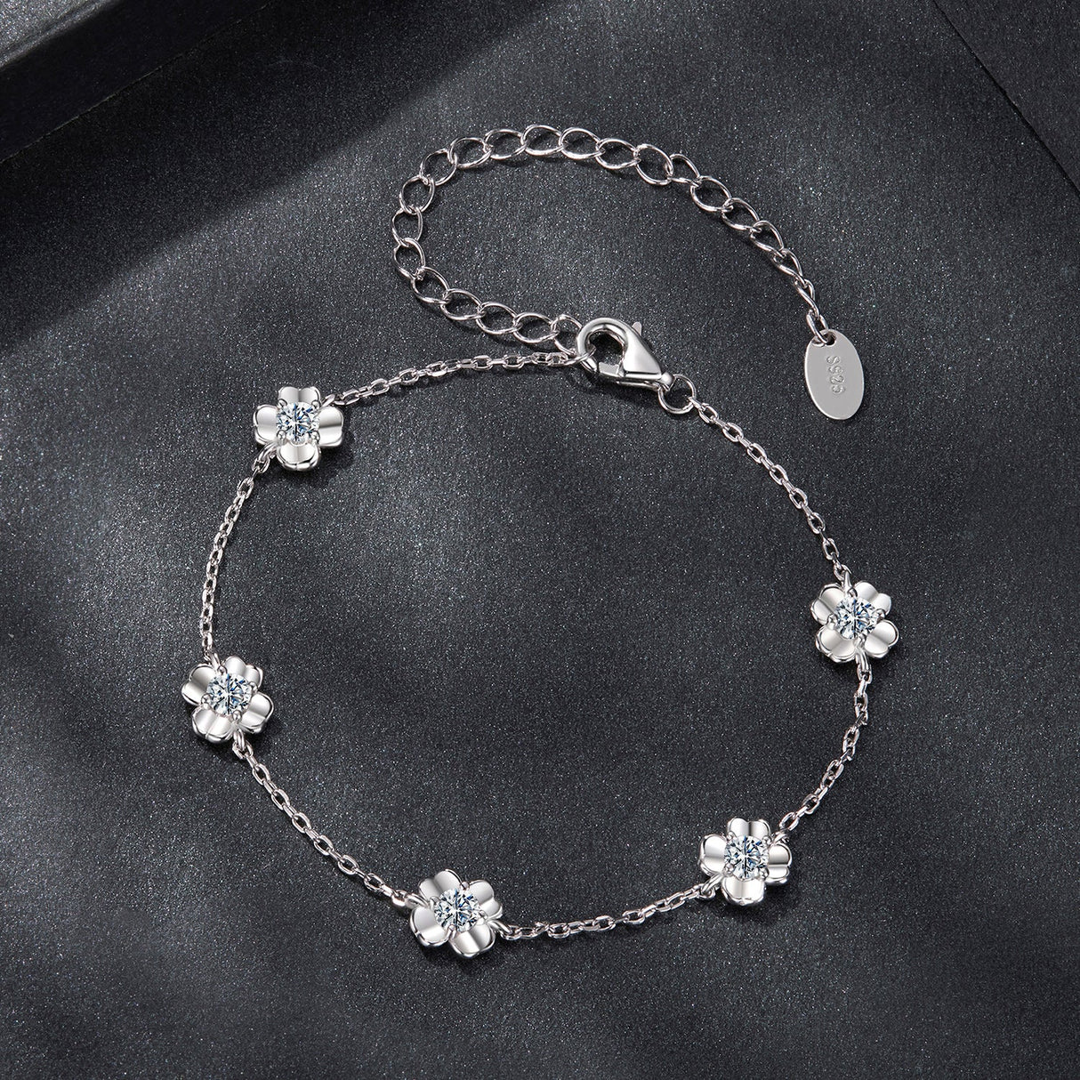 925 Sterling Silver 0.1 Carat Moissanite Bracelet for Women