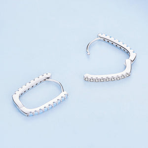 925 Sterling Silver Opal Earrings with Platinum Plating for Women