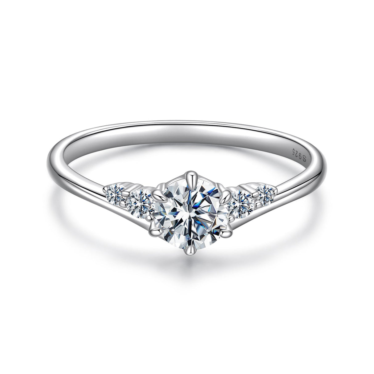 925 Sterling Silver Moissanite 0.15ct Ring Size 7 for Women