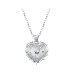 925 Sterling Silver White Gold Plated Necklace with CZ Pendant for Women