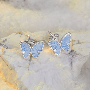 925 Sterling Silver Enamel White Gold Plated Earrings for Women - 1.0x1.2cm