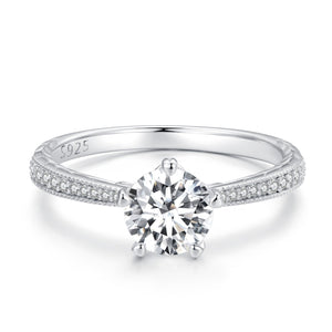 925 Sterling Silver Moissanite 0.8ct Ring Size 6 for Women