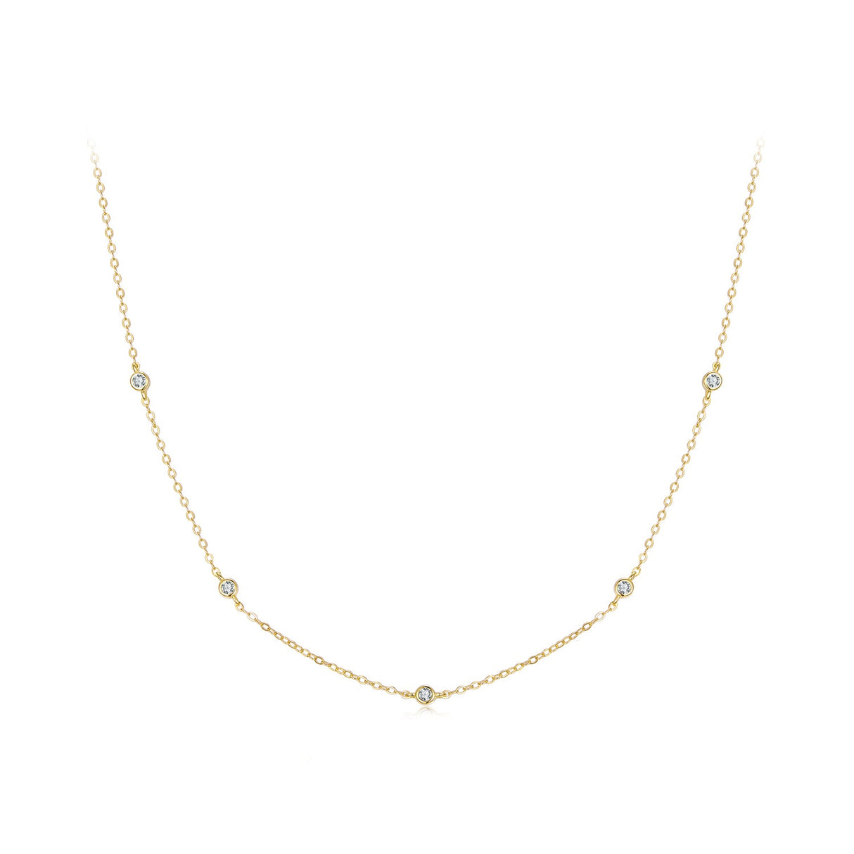 925 Sterling Silver White Gold Plated Adjustable Moissanite Necklace for Women