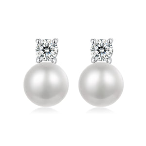 925 Sterling Silver Moissanite 0.1ct Freshwater Pearl Earrings for Women