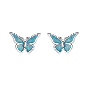 925 Sterling Silver Enamel Oxidized Earrings Size 0.7*1.1cm for Women