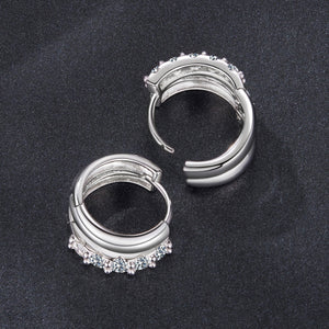 925 Sterling Silver Moissanite 0.06 Carat White Gold Plated Earrings for Women
