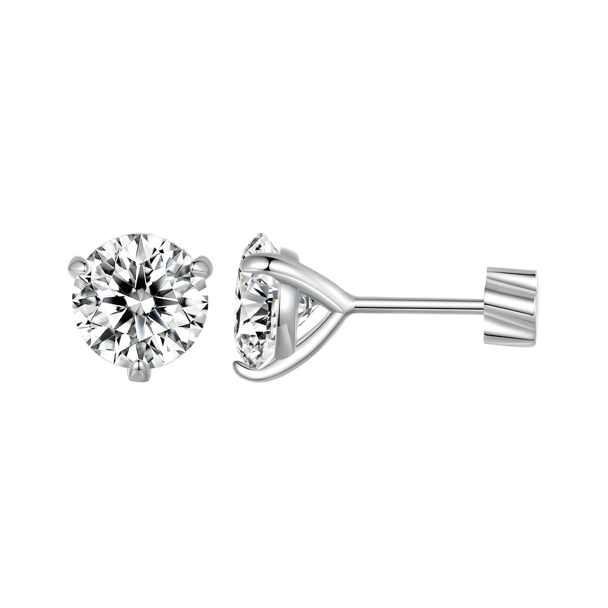 925 Sterling Silver Moissanite Earring 0.7cm White Gold Plated for Women