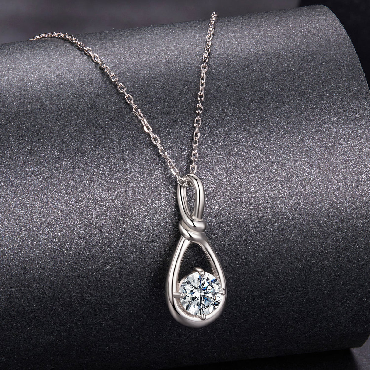 925 Sterling Silver 1 Carat Moissanite Necklace with White Gold Plating - 40+5cm Length for Women
