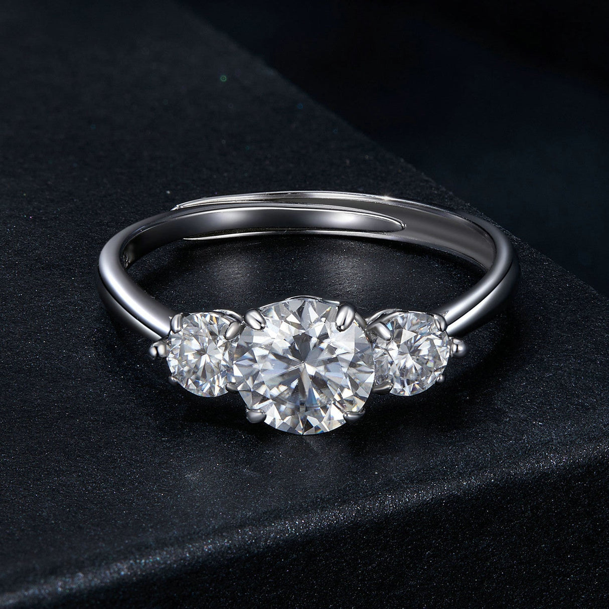 925 Sterling Silver Moissanite 6.5mm 1ct Ring, Size E for Women