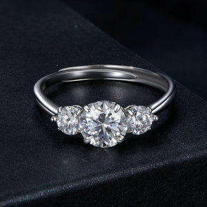 925 Sterling Silver Moissanite 6.5mm 1ct Ring, Size E for Women