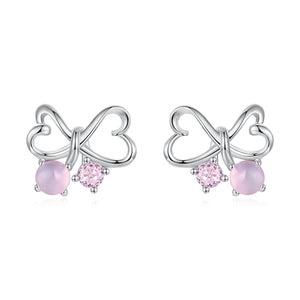 925 Sterling Silver Earrings with Pavé Setting CZ and Transparent Glass for Women