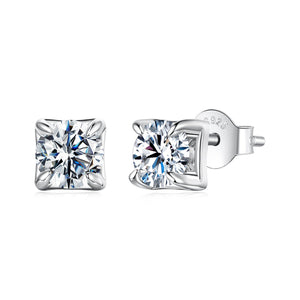 925 Sterling Silver & Moissanite Earrings - White Gold Plated, 0.5ct, Style S for Women