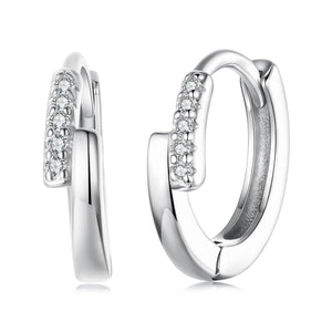 925 Sterling Silver Earrings with Pavé Setting CZ in White Gold for Women