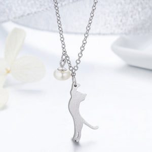 925 Sterling Silver 0.6 Carat Pearl Necklace for Women