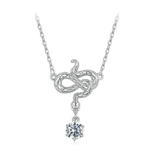 925 Sterling Silver Moissanite 0.50 Carat Necklace with CZ Pavé Setting in White Gold, 40+5cm for Women