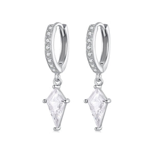 925 Sterling Silver White Gold Plated Earrings with CZ for Women