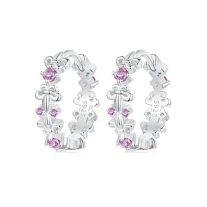 925 Sterling Silver Pavé CZ White Gold Plated Earrings for Women
