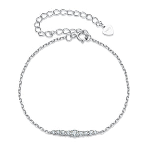 925 Sterling Silver Moissanite Bracelet for Women, Plated White Gold, 15+6cm