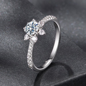 925 Sterling Silver Pavé Moissanite Ring with CZ - Size 6