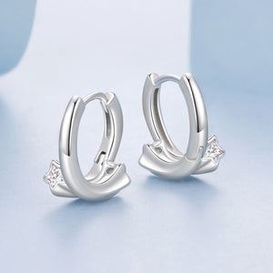 925 Sterling Silver Earrings with White Gold Plating and CZ