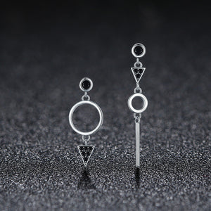 925 Sterling Silver Oxidized Pavé Setting CZ Earrings