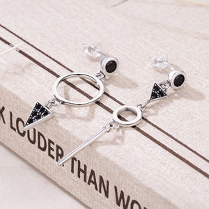 925 Sterling Silver Oxidized Pavé Setting CZ Earrings