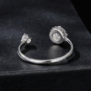 925 Sterling Silver Moissanite 0.5ct & 0.2ct Ring in Size E for Women