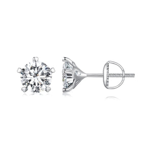 925 Sterling Silver Moissanite 0.50 Carat Earrings 6.0mm for Women