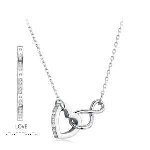 925 Sterling Silver Necklace with Pavé Setting CZ, 40+5cm, Plated White Gold, Women