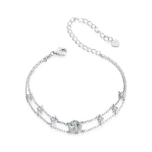 925 Sterling Silver 5.0mm Moissanite Bracelet with CZ and White Gold Plating for Women