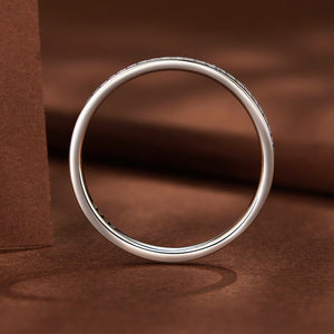 925 Sterling Silver 1.0mm Moissanite Platinum Plated Ring Size 5 for Women