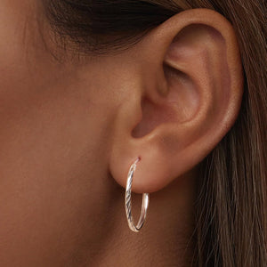 925 Sterling Silver Earrings for Women - White Gold Plated, 2.3x0.2 cm