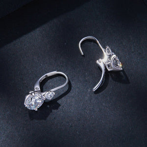 925 Sterling Silver Moissanite Earring with Pavé Setting, 6.5mm, for Women