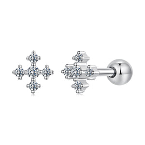 925 Sterling Silver Moissanite Earrings White Gold Plated 0.5cm for Women