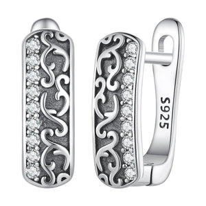 925 Sterling Silver Earrings with Pavé Setting CZ - 1.3m x 0.5m for Women