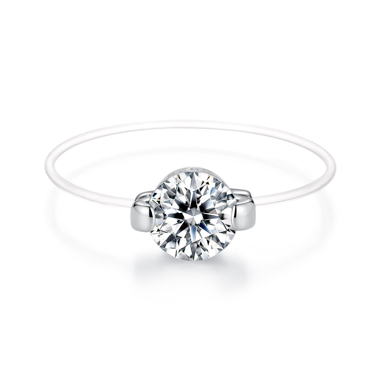 925 Sterling Silver White Gold Plated CZ Ring Size 6 for Women