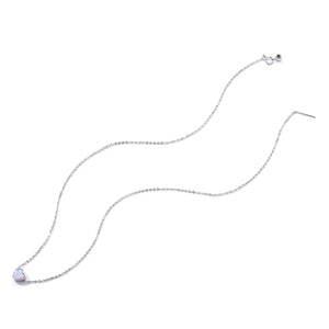 925 Sterling Silver and Platinum Plated Translucent Opal Necklace, 43.5cm Adjustable Chain, for Women