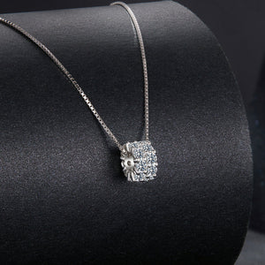 925 Sterling Silver & Moissanite Necklace, 40+5cm Length, White Gold Plated, Women's Jewelry