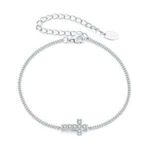 925 Sterling Silver Moissanite Bracelet 15+6cm, Plated White Gold, for Women