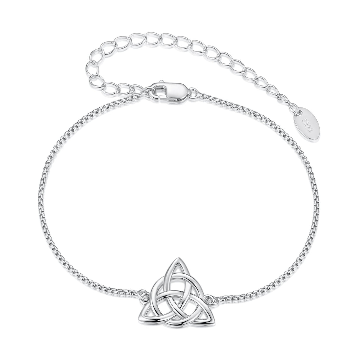 925 Sterling Silver White Gold Plated Bracelet with Length 15+6cm for Women