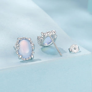 925 Sterling Silver Earrings for Women with Transparent Glass, 1.0*0.9cm