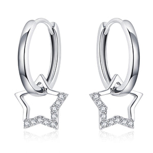 S925 Sterling Silver Plated Platinum CZ Earrings for Women