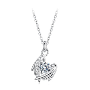 925 Sterling Silver Moissanite White Gold Plated Necklace for Women, Length 40+5cm