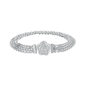 925 Sterling Silver and Platinum Plated 17.0 cm Pavé Setting CZ Bracelet for Women
