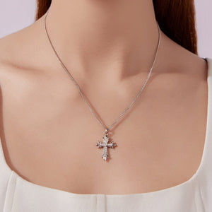925 Sterling Silver Plated White Gold Moissanite Necklace 40+5cm for Women