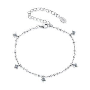 925 Sterling Silver & Moissanite Bracelet for Women - 15+6cm, Plated White Gold
