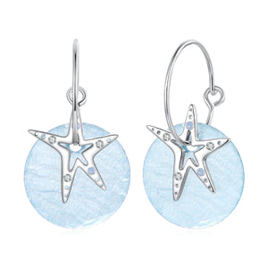 925 Sterling Silver Earrings with Nano Opal Stone and CZ in White Gold Plated, 2.8cm for Women