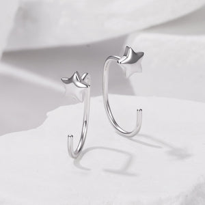 925 Sterling Silver Brass Earrings with White Gold Plating 1.4cm for Women