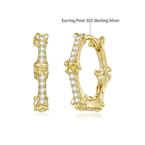 925 Silver Gold Plated Pavé CZ 1.6 x 0.3 cm Hoop Earrings for Women
